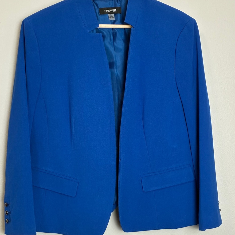 Women’s Nine West Stand-Collar Suit Blazer in Cobalt Blue